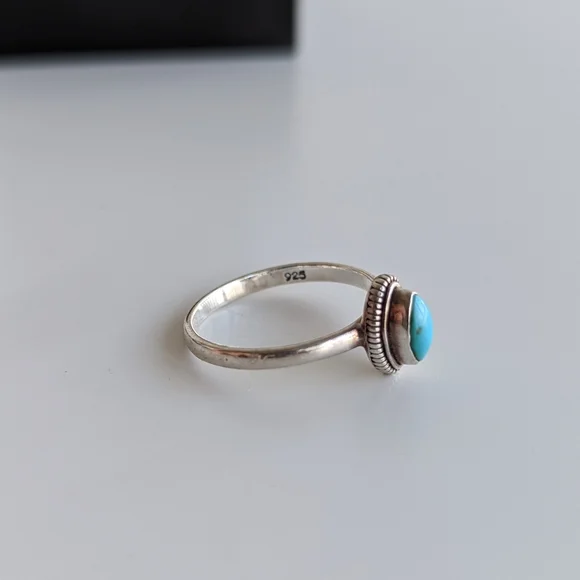 Silver and turquoise ring Size 5.74 Signed R&G - Picture 4 of 10